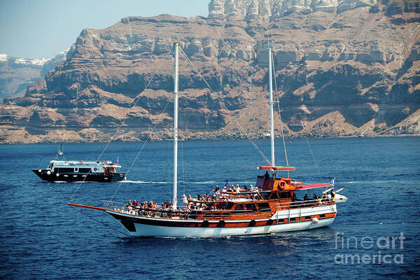 Santorini Poster featuring the photograph Santorini - Tourist Boats by Rich S
