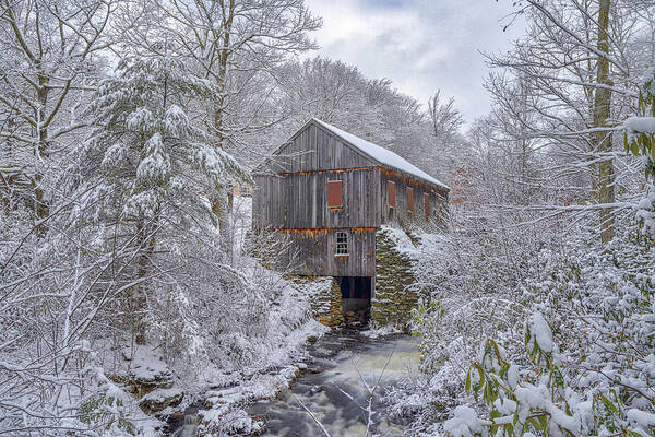 Moore State Park Poster featuring the photograph Sawmill Moore State Park Paxton Massachusetts Winter Scenery by Juergen Roth