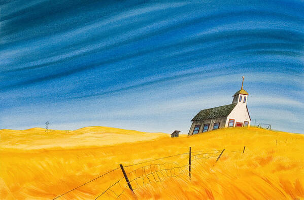 Wheat Field Poster featuring the painting School In The Tallgrass by Scott Kirby
