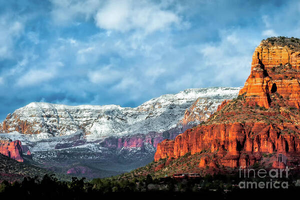 Sedona Poster featuring the photograph Sedona Snow 1703 by Kenneth Johnson