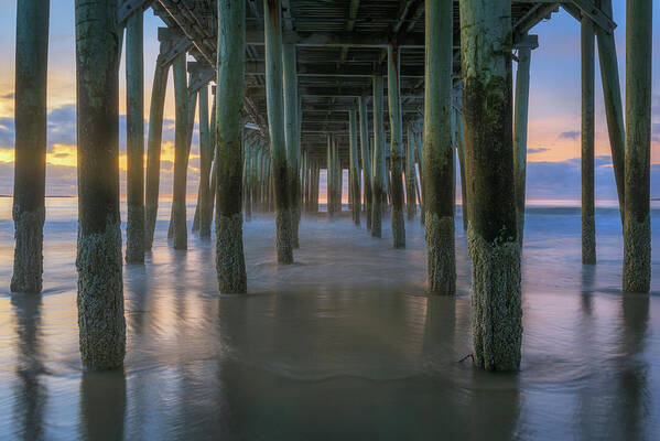 Old Orchard Beach Poster featuring the photograph September Morning Beneath the Pier by Kristen Wilkinson