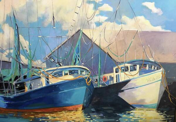 Shrimp Boats Poster featuring the painting Shrimp Boats by Chris Gholson