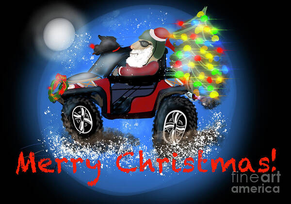 Off Road Poster featuring the digital art Side by Side Santa by Doug Gist