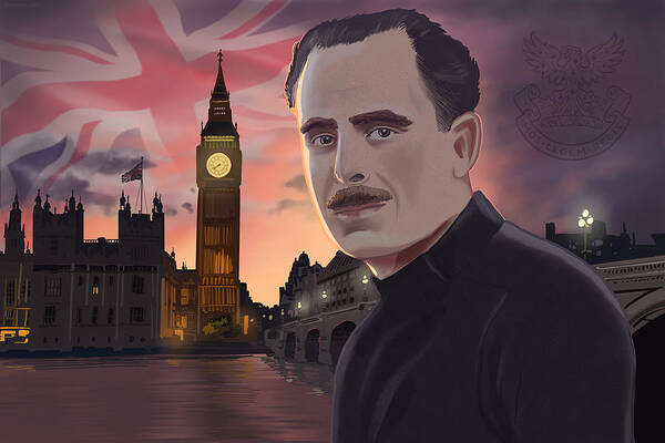 Mosley Poster featuring the digital art Sir Oswald Mosley by Emerson Design