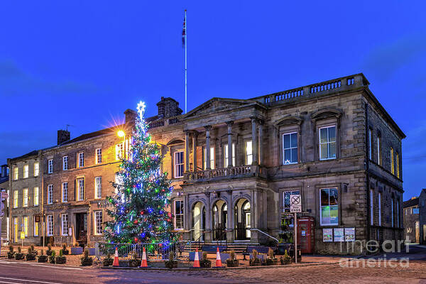 Christmas Poster featuring the photograph Skipton Christmas Lights 2020 - Town Hall by Tom Holmes Photography