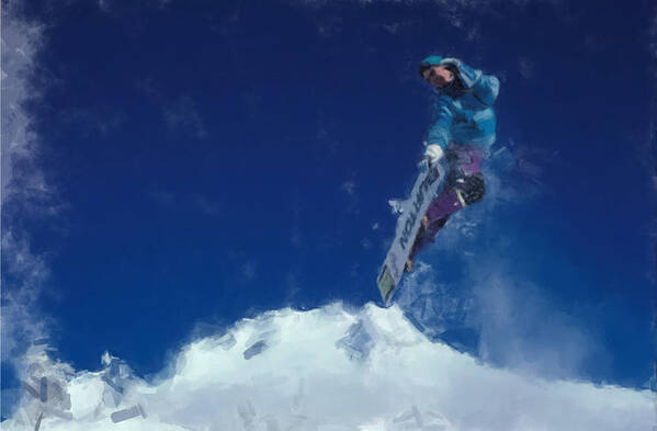 Burton Poster featuring the painting Snowboarder by Gary Arnold