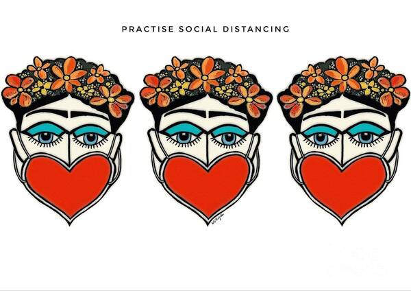 Frida Poster featuring the digital art Social Distancing by Diana Rajala