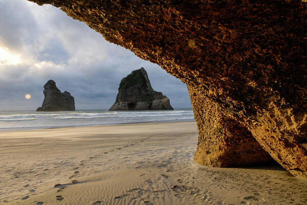 Wharariki Beach Poster featuring the photograph Castles Of Sand - Farewell Spit, South Island. New Zealand by Earth And Spirit