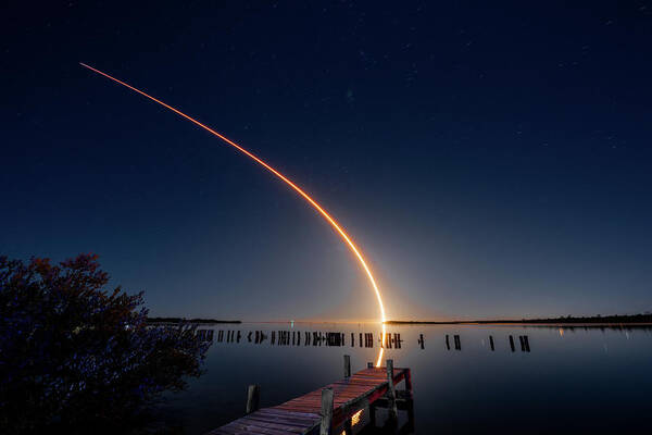 Spacex Poster featuring the photograph SpaceX Falcon 9 Night Launch by Norman Peay