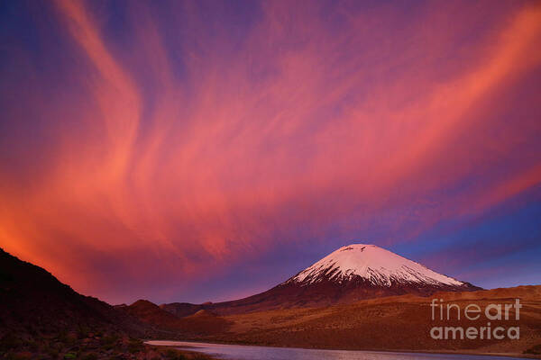 Chile Poster featuring the photograph Spectacular Parinacota Sunset Chile by James Brunker