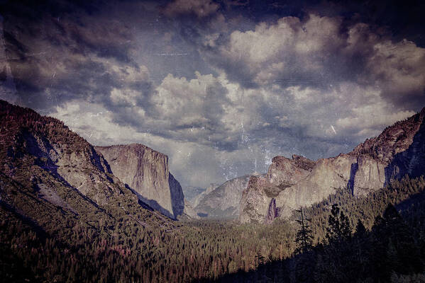 Tunnel View Poster featuring the photograph Spring Storm Over Yosemite Textured by Rick Berk