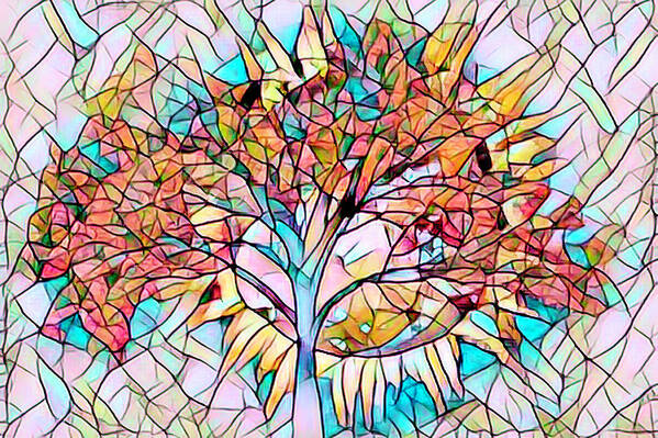 2017 Poster featuring the photograph Stained Glass Tree in the Sun by Debra and Dave Vanderlaan