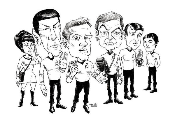 Caricature Poster featuring the drawing Star Trek 1968 by Mike Scott
