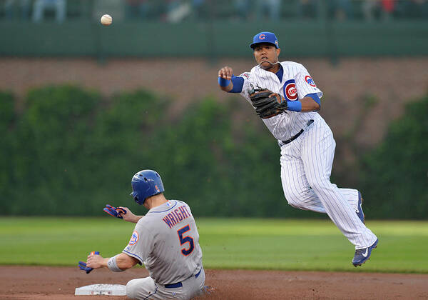 Double Play Poster featuring the photograph Starlin Castro, Curtis Granderson, and David Wright by Brian Kersey