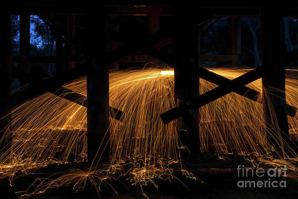 Steel Wool Poster featuring the photograph Steel Wool Light Play by Elaine Teague