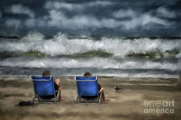 Beach Poster featuring the digital art Storm Watchers by Lois Bryan
