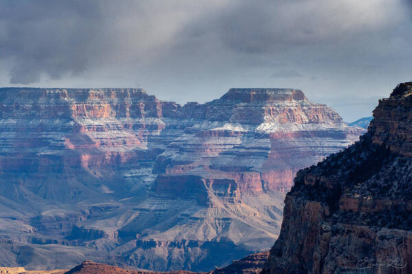 Storm Stormy Clouds Grand Canyon Winter Snow Arizona Landscape Fstop101 Poster featuring the photograph Stormy Clouds over a Wintery Grand Canyon by Geno Lee