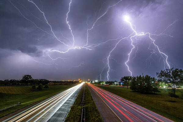 Lightning Poster featuring the photograph Stormy Highway by Marcus Hustedde