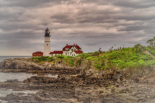 Portland Head Light Poster featuring the photograph Stormy Skies at Portland Head Light by Penny Polakoff