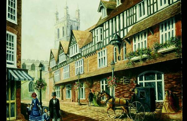 Street Scene England Poster featuring the painting Sunday Stroll by Ruth Stromswold