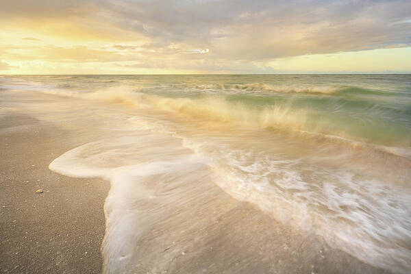 Sanibel Island Poster featuring the photograph Sunrise And Waves On Sanibel Island by Jordan Hill