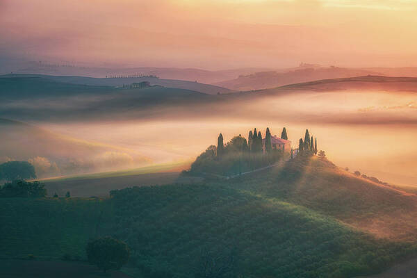 Farm Poster featuring the photograph Sunrise at farm #2 by Henry w Liu