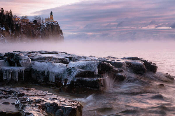 Sunrise Poster featuring the photograph Sunrise at Split Rock Lighthouse by Nate Brack