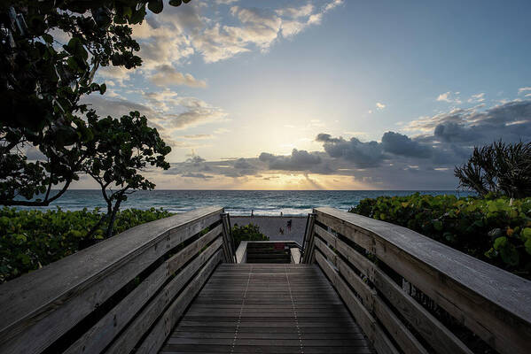 Beach Poster featuring the photograph Sunrise Beach Walk by Laura Fasulo