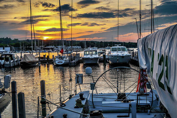 Ohana Poster featuring the photograph Sunrise in Harbor Springs Marina IMG_1219 by Michael Thomas