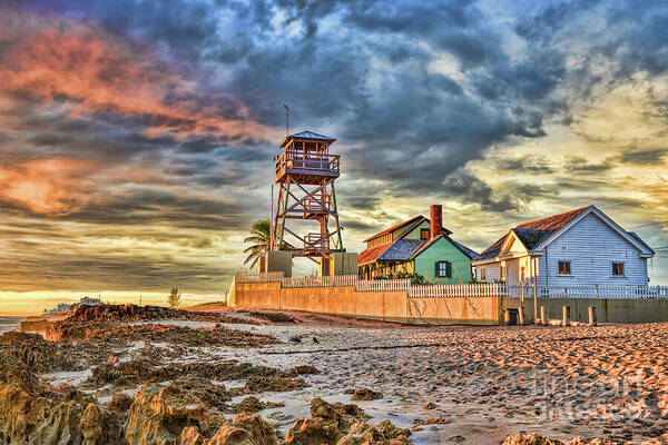 Sunrise Over The House Of Refuge On Hutchinson Island Poster featuring the photograph Sunrise over the House of Refuge on Hutchinson Island by Olga Hamilton