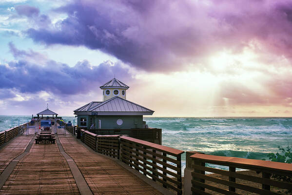 Beach Poster featuring the photograph Sunrise Vibes - Juno Pier by Laura Fasulo