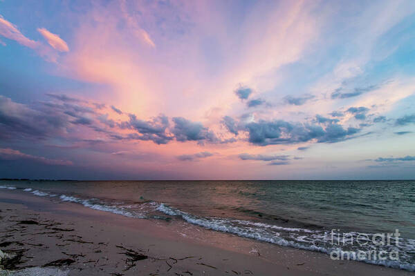 Sun Poster featuring the photograph Sunset Afterglow on the Beach by Beachtown Views