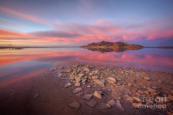 Great Poster featuring the photograph Sunset at a Favorite Spot on the Great Salt Lake by Spencer Baugh