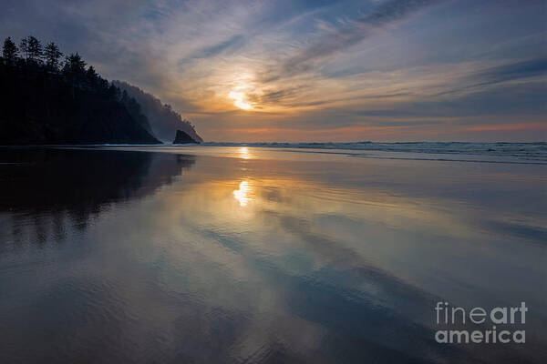 Neskowin Poster featuring the photograph Sunset at Cascade Head by Michael Dawson