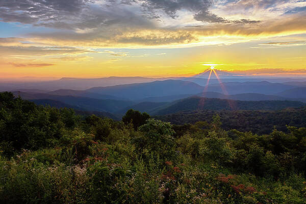 Shenandoah National Park Poster featuring the photograph Sunset at The Point - Shenandoah National Park by Susan Rissi Tregoning