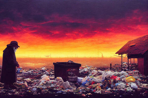 Figurative Poster featuring the digital art Sunset In Garbage Land 3 by Craig Boehman