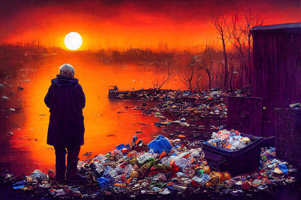 Figurative Poster featuring the digital art Sunset In Garbage Land 42 by Craig Boehman