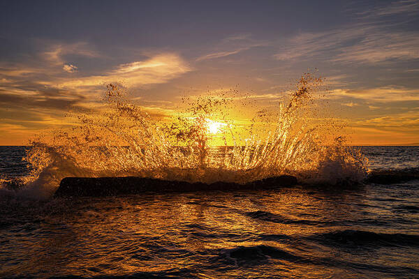 Sunset Poster featuring the photograph Sunset Spray by Gary Skiff