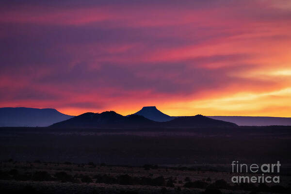 Taos Poster featuring the photograph Sunset with Cerro Pedernal by Elijah Rael