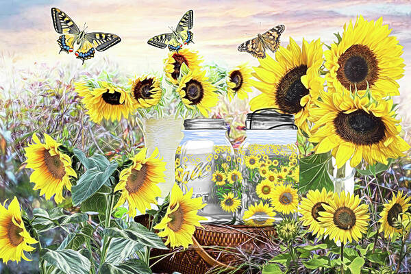 Spring Poster featuring the photograph Sunshine in a Jar Painting by Debra and Dave Vanderlaan