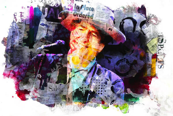 Bob Dylan Poster featuring the mixed media Superstar Bob Dylan by Brian Reaves