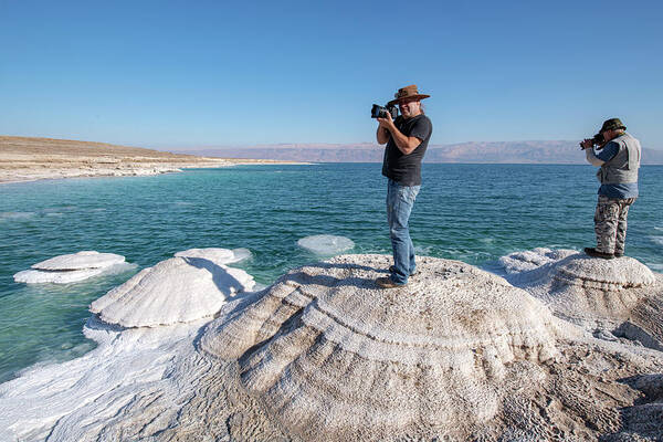 Taking Photographs Poster featuring the photograph Taking Photographs at the Dead Sea by Dubi Roman