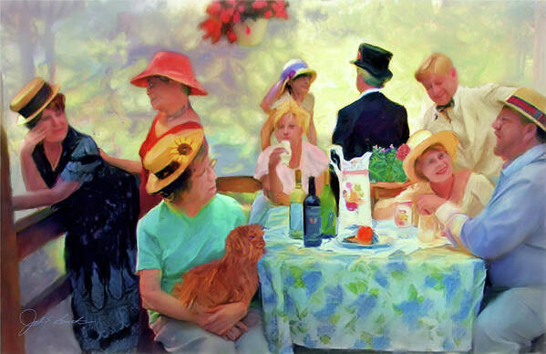 Luncheon Of The Boating Party Poster featuring the painting The Boating Party Reimagined by Joel Smith