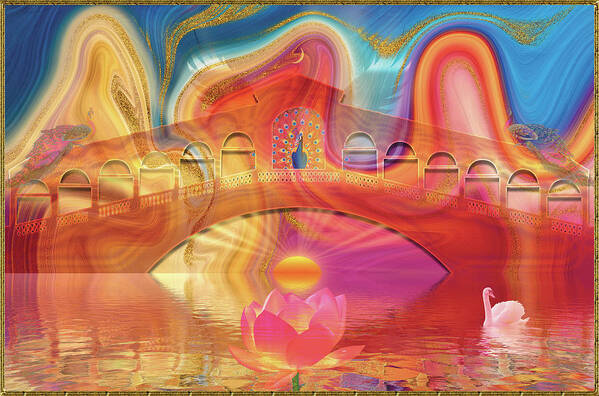 Symbolic Digital Art Poster featuring the digital art The bridge of bliss by Harald Dastis