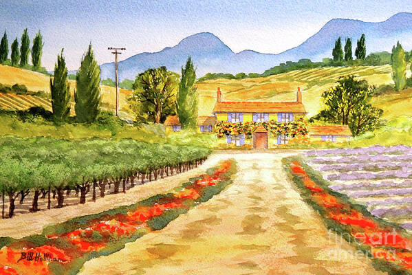 The Colorful Vineyard Poster featuring the painting The Colorful Vineyard Provence France by Bill Holkham