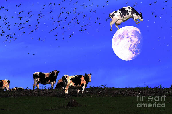 Wingsdomain Poster featuring the photograph The Cow Jumped Over The Moon by Wingsdomain Art and Photography