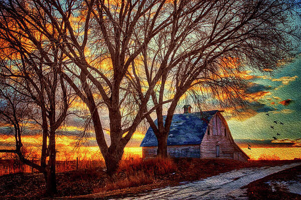 Barns Poster featuring the photograph The Day's Last Kiss by Nikolyn McDonald