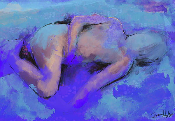 1subject Poster featuring the digital art The hidden face of a whistful nude by Jeremy Holton