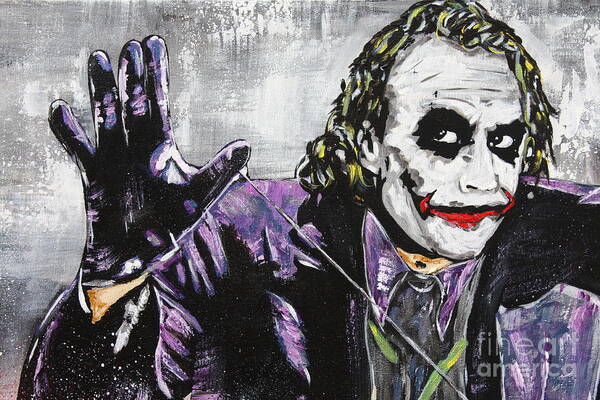 Heath Ledger Poster featuring the painting The Joker Face Painting by Kathleen Artist PRO