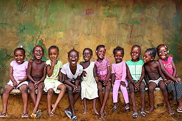  Poster featuring the painting The Laughing Girls Of The Ivory Coast by Michael Pittas